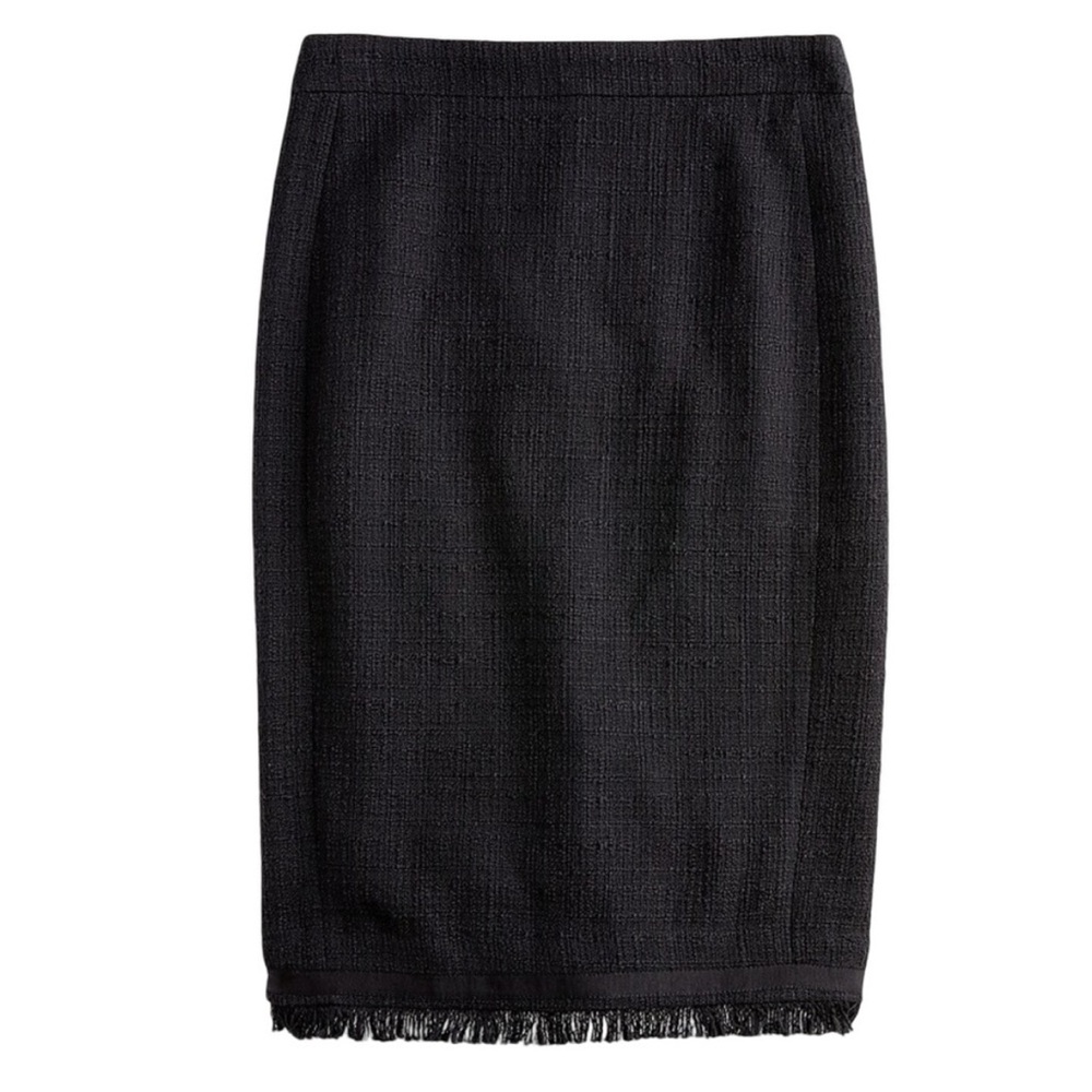 J. Crew Tweed Pencil Skirt with Fringe